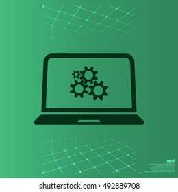 setting parameters, laptop icon, vector illustration. Flat design style