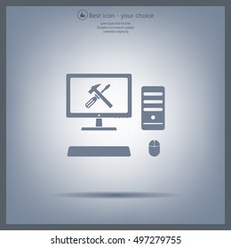 setting parameters, laptop icon, vector illustration. Flat design style