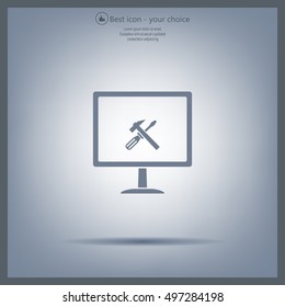 setting parameters, laptop icon, vector illustration. Flat design style