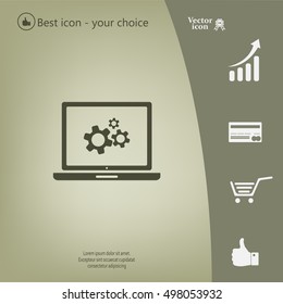 setting parameters, laptop icon, vector illustration. Flat design style