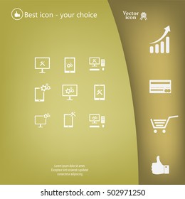 setting parameters, laptop icon, vector illustration. Flat design style