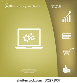setting parameters, laptop icon, vector illustration. Flat design style