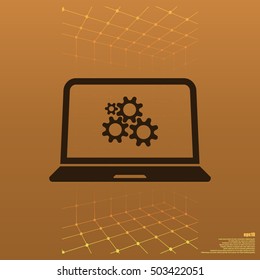 setting parameters, laptop icon, vector illustration. Flat design style