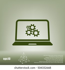 setting parameters, laptop icon, vector illustration. Flat design style