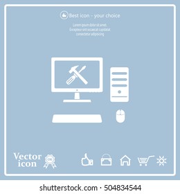 setting parameters, laptop icon, vector illustration. Flat design style