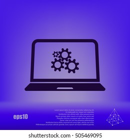 setting parameters, laptop icon, vector illustration. Flat design style