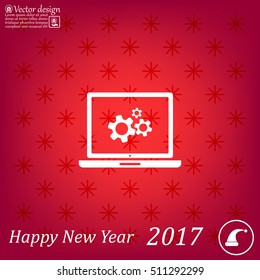 setting parameters, laptop icon, vector illustration. Flat design style