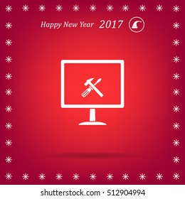 setting parameters, laptop icon, vector illustration. Flat design style