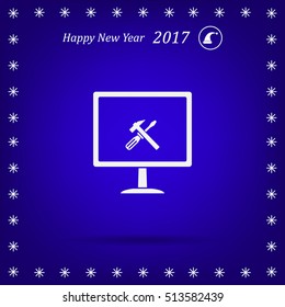 setting parameters, laptop icon, vector illustration. Flat design style