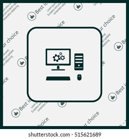 setting parameters, laptop icon, vector illustration. Flat design style