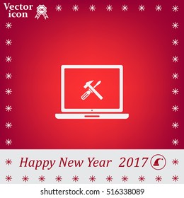 setting parameters, laptop icon, vector illustration. Flat design style