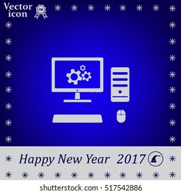 setting parameters, laptop icon, vector illustration. Flat design style