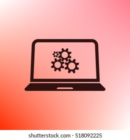 setting parameters, laptop icon, vector illustration. Flat design style