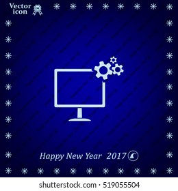 setting parameters, laptop icon, vector illustration. Flat design style