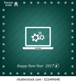 setting parameters, laptop icon, vector illustration. Flat design style