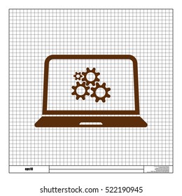 setting parameters, laptop icon, vector illustration. Flat design style
