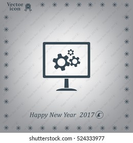 setting parameters, laptop icon, vector illustration. Flat design style