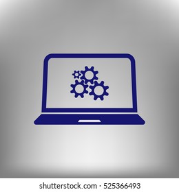 setting parameters, laptop icon, vector illustration. Flat design style