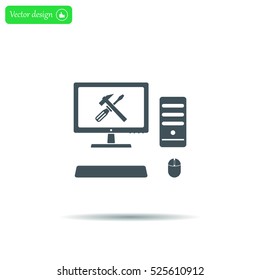 setting parameters, laptop icon, vector illustration. Flat design style