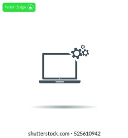 setting parameters, laptop icon, vector illustration. Flat design style