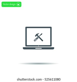 setting parameters, laptop icon, vector illustration. Flat design style