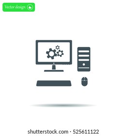 setting parameters, laptop icon, vector illustration. Flat design style