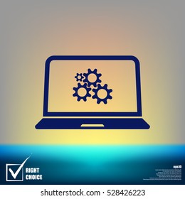 setting parameters, laptop icon, vector illustration. Flat design style