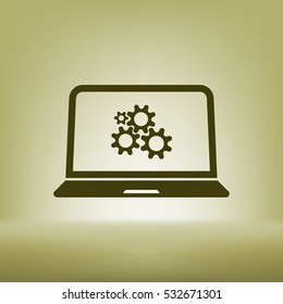 setting parameters, laptop icon, vector illustration. Flat design style