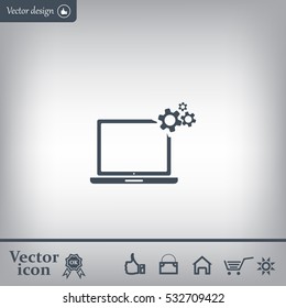 setting parameters, laptop icon, vector illustration. Flat design style