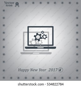 setting parameters, laptop icon, vector illustration. Flat design style