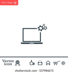 setting parameters, laptop icon, vector illustration. Flat design style