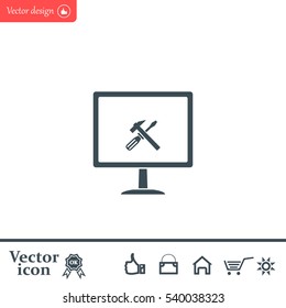 setting parameters, laptop icon, vector illustration. Flat design style