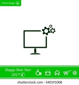 setting parameters, laptop icon, vector illustration. Flat design style