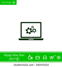 setting parameters, laptop icon, vector illustration. Flat design style