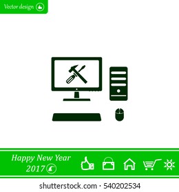 setting parameters, laptop icon, vector illustration. Flat design style