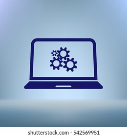 setting parameters, laptop icon, vector illustration. Flat design style