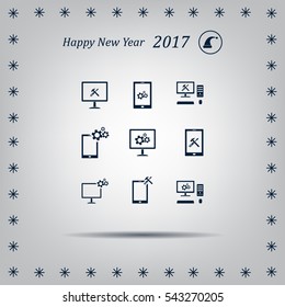 setting parameters, laptop icon, vector illustration. Flat design style
