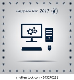 setting parameters, laptop icon, vector illustration. Flat design style