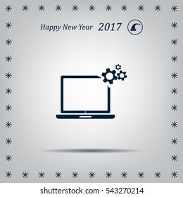 setting parameters, laptop icon, vector illustration. Flat design style