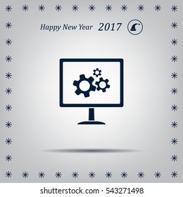 setting parameters, laptop icon, vector illustration. Flat design style