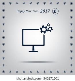 setting parameters, laptop icon, vector illustration. Flat design style