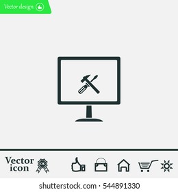setting parameters, laptop icon, vector illustration. Flat design style