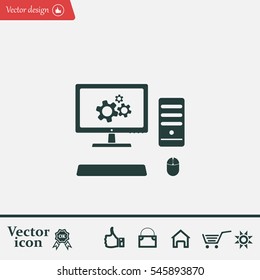 setting parameters, laptop icon, vector illustration. Flat design style