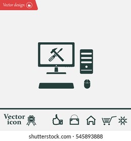 setting parameters, laptop icon, vector illustration. Flat design style