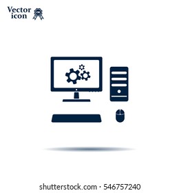 setting parameters, laptop icon, vector illustration. Flat design style