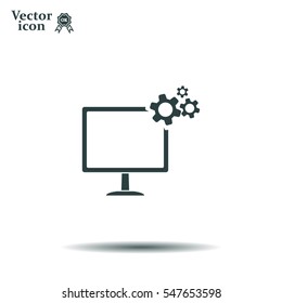setting parameters, laptop icon, vector illustration. Flat design style