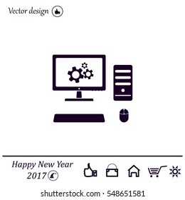 setting parameters, laptop icon, vector illustration. Flat design style