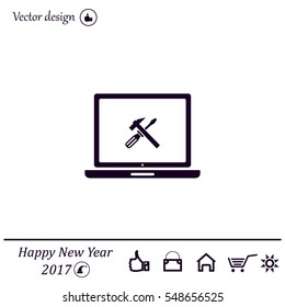 setting parameters, laptop icon, vector illustration. Flat design style