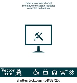 setting parameters, laptop icon, vector illustration. Flat design style