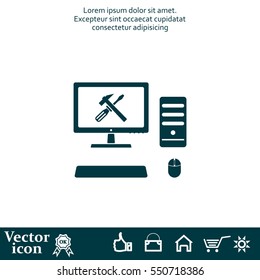 setting parameters, laptop icon, vector illustration. Flat design style